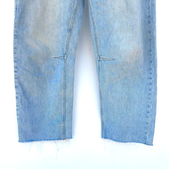 ME+EM Frayed Hem Engineered-Leg Jeans Barrel Pants Size 25 Cotton Blue - Picture 5 of 15